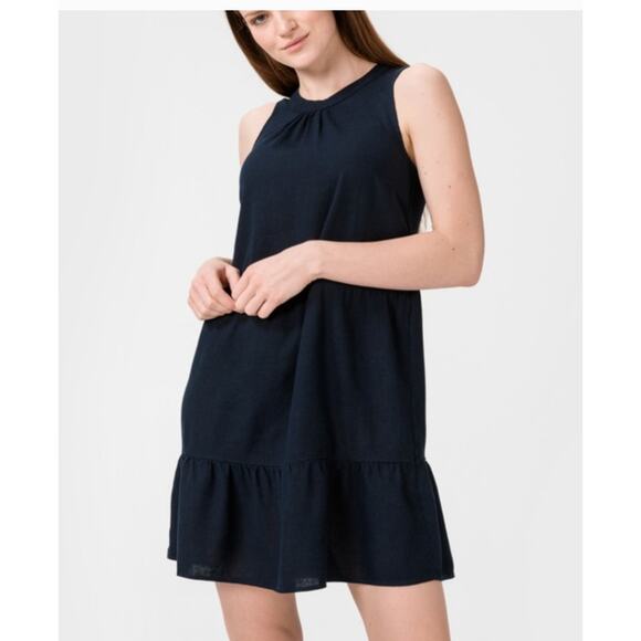 Vero Moda Dress Womens 12 Blue Tiered Helen Milo Mini Linen Blend - Picture 1 of 11